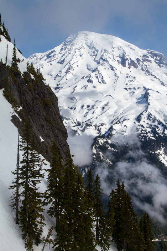 Cliffs Of Eagle Peak And Mount Rainier